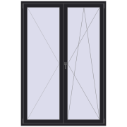 Drzwi balkonowe 1500x2200 mm BALCONY DOOR REHAU SYNEGO BLACK_ULTI-MATT dwustronny