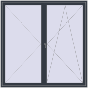 BALCONY DOOR REHAU EURO 60 2100x2100 mm ANTHRACITE_GREY_STRUKTURAL two-sided