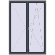 BALCONY DOOR REHAU EURO 70 1600x2300 mm ANTHRACITE_GREY_STRUKTURAL two-sided