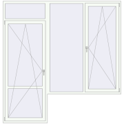 BALCONY DOOR REHAU EURO 70 2520x2600 mm RAL 9016 Traffic white two-sided