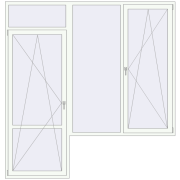 BALCONY DOOR REHAU EURO 70 2515x2615 mm RAL 9016 Traffic white two-sided