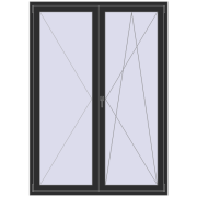 Balcony doors 1500x2100 mm BALCONY DOOR REHAU EURO 70 BLACK_STRUCTURAL two-sided