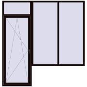 BALCONY DOOR REHAU EURO 70 2520x2610 mm BLACK_BROWN two-sided