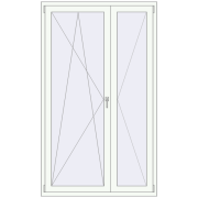BALCONY DOOR REHAU EURO 70 1250x2100 mm RAL 9016 Traffic white two-sided