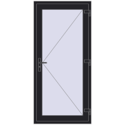 DOOR KORSA OPTIMUM REHAU BRILLANT 900x1850 mm BLACK_ULTI-MATT two-sided
