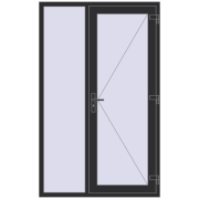 DOOR KORSA ENERGY-SAVING REHAU SYNEGO 1300x2100 mm ANTHRACITE_GREY_GLATT two-sided