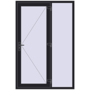 DOOR KORSA OPTIMUM REHAU BRILLANT 1400x2100 mm BLACK_ULTI-MATT two-sided