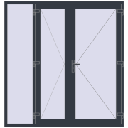 Entrance doors 2000x2100 mm DOOR KORSA OPTIMUM REHAU BRILLANT ANTHRACITE_GREY_STRUKTURAL two-sided