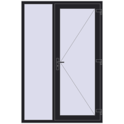 DOOR KORSA ENERGY-SAVING REHAU SYNEGO 1400x2100 mm BLACK_ULTI-MATT two-sided