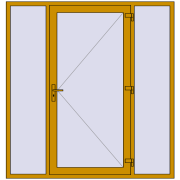 Entrance doors 2000x2100 mm DOOR KORSA ALU STANDARD 72 RAL 1005 Honey yellow two-sided