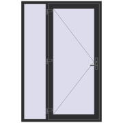 DOOR KORSA ENERGY-SAVING REHAU SYNEGO 1400x2100 mm ANTHRACITE_GREY_GLATT two-sided