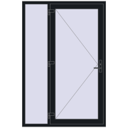 DOOR KORSA ENERGY-SAVING REHAU SYNEGO 1400x2100 mm BLACK_COOL_110L-2 two-sided