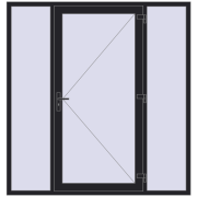 DOOR KORSA OPTIMUM REHAU BRILLANT 2000x2100 mm BLACK_ULTI-MATT dwustronny