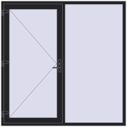 DOOR KORSA ENERGY-SAVING REHAU SYNEGO 2000x2000 mm BLACK_ULTI-MATT two-sided