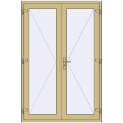 Entrance doors 1400x2100 mm DOOR KORSA ALU STANDARD 72 RAL 1000 Green beige two-sided