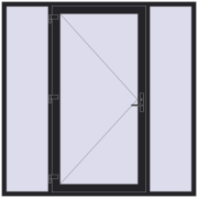 DOOR KORSA OPTIMUM REHAU BRILLANT 2100x2100 mm BLACK_ULTI-MATT two-sided
