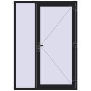 Entrance doors 1500x2100 mm DOOR KORSA OPTIMUM REHAU BRILLANT BLACK_ULTI-MATT two-sided