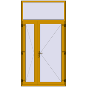 Entrance doors 1400x2700 mm DOOR KORSA ALU STANDARD 72 RAL 1005 Honey yellow two-sided