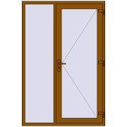 Entrance doors 1400x2100 mm DOOR KORSA OPTIMUM REHAU BRILLANT GOLDEN OAK two-sided