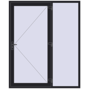 DOOR KORSA OPTIMUM REHAU BRILLANT 1800x2200 mm BLACK_ULTI-MATT two-sided