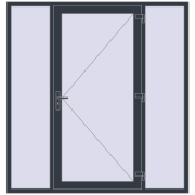 DOOR KORSA ENERGY-SAVING REHAU SYNEGO 2000x2100 mm ANTHRACITE_GREY_STRUKTURAL two-sided