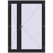 Drzwi wewnętrzne 1500x2100 mm REHAU BASE 60 TERRACE (Т94) BLACK_ULTI-MATT dwustronny