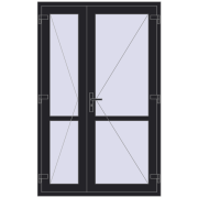 Internal doors 1300x2050 mm REHAU BASE 60 TERRACE (Т94) BLACK_ULTI-MATT two-sided