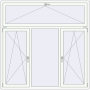 Tilt-and-Turn 1800x1800 mm ALU STANDARD 72 RAL 9016 Traffic white two-sided