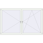 Tilt-and-Turn 2400x1500 mm REHAU ENERGY-SAVING SYNEGO MD RAL 9016 Traffic white two-sided