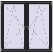 Okna skrzydłowe 1460x1440 mm KORSA ENERGY-SAVING REHAU SYNEGO MD BLACK_ULTI-MATT dwustronny