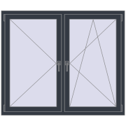 REHAU OPTIMUM EURO-DESIGN 70 1440x1220 mm ANTHRACITE_GREY_STRUKTURAL two-sided