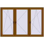REHAU OPTIMUM EURO-DESIGN 70 2140x1450 mm GOLDEN OAK two-sided