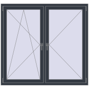 REHAU OPTIMUM EURO-DESIGN 70 1500x1400 mm ANTHRACITE_GREY_STRUKTURAL two-sided