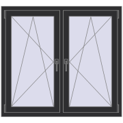 Tilt-and-Turn 1200x1100 mm REHAU OPTIMUM EURO-DESIGN 70 ANTHRACITE_GREY_GLATT two-sided
