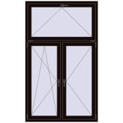 Tilt-and-Turn 1200x2000 mm REHAU OPTIMUM EURO-DESIGN 70 BLACK_BROWN two-sided