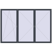 REHAU ENERGY-SAVING SYNEGO MD 3600x2400 mm ANTHRACITE_GREY_STRUKTURAL two-sided