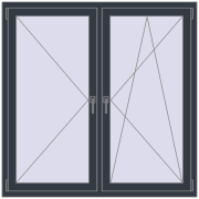 REHAU OPTIMUM EURO-DESIGN 70 1350x1400 mm ANTHRACITE_GREY_STRUKTURAL dwustronny