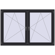 Okna skrzydłowe 1830x1175 mm REHAU ENERGY-SAVING SYNEGO MD BLACK_ULTI-MATT dwustronny