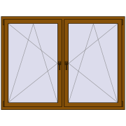Tilt-and-Turn 1755x1340 mm REHAU ENERGY-SAVING SYNEGO MD GOLDEN OAK two-sided
