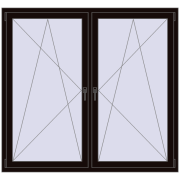 Tilt-and-Turn 1740x1535 mm REHAU ENERGY-SAVING SYNEGO MD BLACK_BROWN two-sided