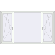 Tilt-and-Turn 2500x1500 mm REHAU ENERGY-SAVING SYNEGO MD RAL 9016 Traffic white two-sided