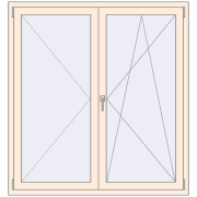 REHAU OPTIMUM EURO-DESIGN 70 1400x1500 mm CREAME_WHITE_50L-2 two-sided