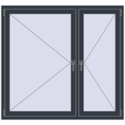 REHAU OPTIMUM EURO-DESIGN 70 1450x1350 mm ANTHRACITE_GREY_STRUKTURAL two-sided