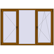 REHAU OPTIMUM EURO-DESIGN 70 2065x1425 mm GOLDEN OAK two-sided
