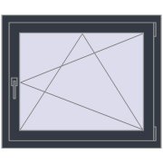 Tilt-and-Turn 900x750 mm REHAU OPTIMUM EURO-DESIGN 70 ANTHRACITE_GREY_STRUKTURAL two-sided