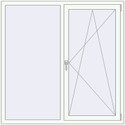 Tilt-and-Turn 1500x1500 mm REHAU OPTIMUM EURO-DESIGN 70 RAL 9016 Traffic white two-sided