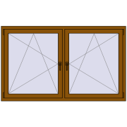 Tilt-and-Turn 1770x1055 mm REHAU ENERGY-SAVING SYNEGO MD GOLDEN OAK two-sided