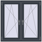 Okna skrzydłowe 1080x1070 mm REHAU ENERGY-SAVING SYNEGO MD ANTHRACITE_GREY_STRUKTURAL dwustronny