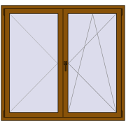 REHAU OPTIMUM EURO-DESIGN 70 1500x1400 mm GOLDEN OAK two-sided