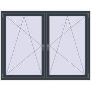 Tilt-and-Turn 1755x1370 mm REHAU ENERGY-SAVING SYNEGO MD ANTHRACITE_GREY_STRUKTURAL two-sided